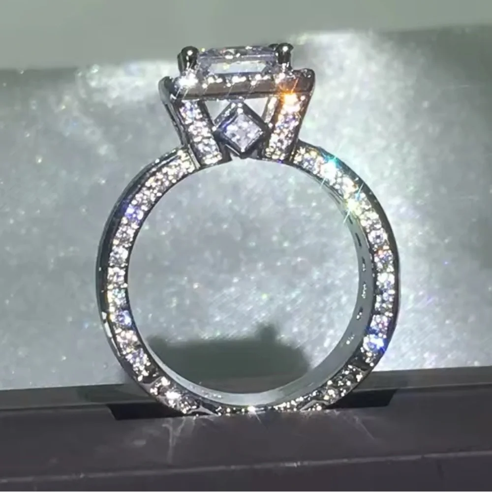 New! Women wedding luxury Silver  plated Diamond Ring - Picture 10 of 10